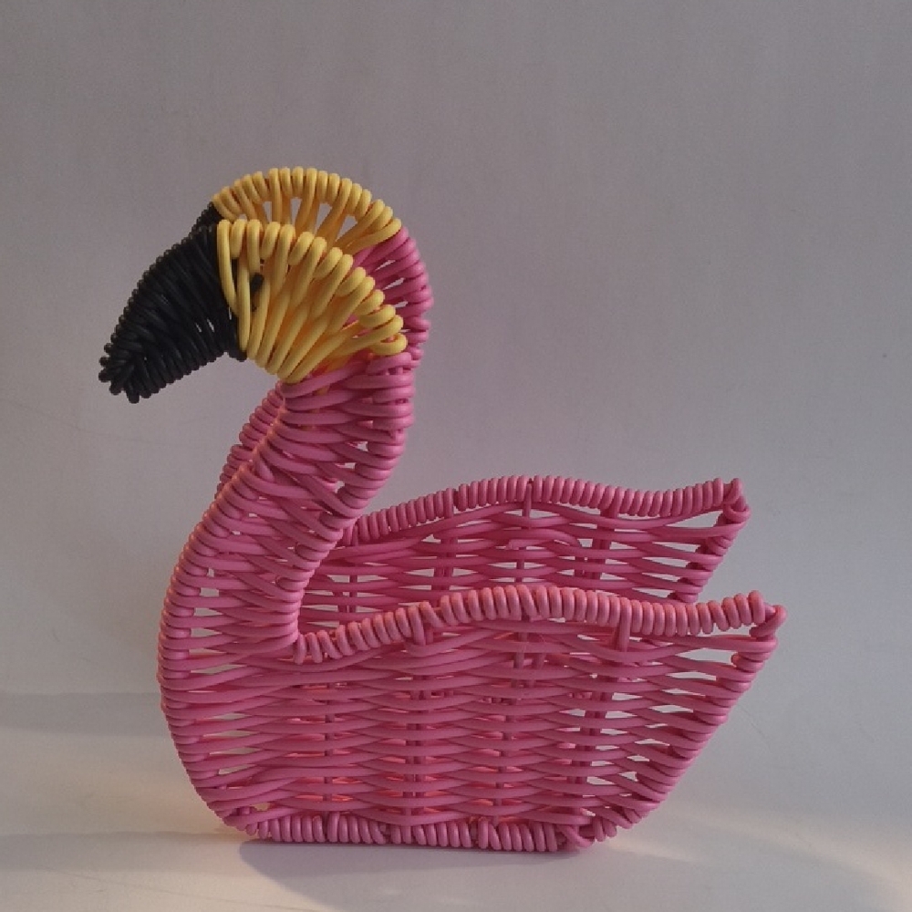 SALE: Ciroa Pink and Yellow Wicker Bird Toy